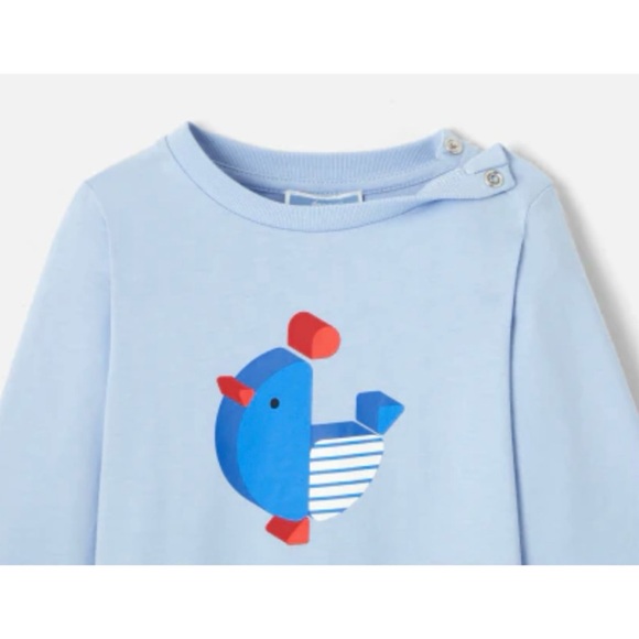 JACADI PARIS • Light Blue French Tricolor Rooster Long Sleeve Shirt - Picture 3 of 10